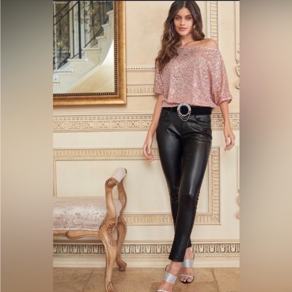 VENUS 5-Pocket Faux-Leather Pants, Excellent condition size 2